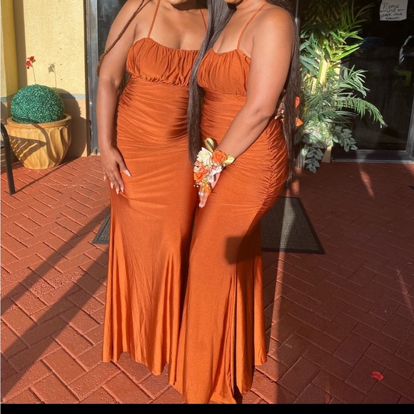 Elegant Rust Halter Maxi Dress - Picture 2 of 5